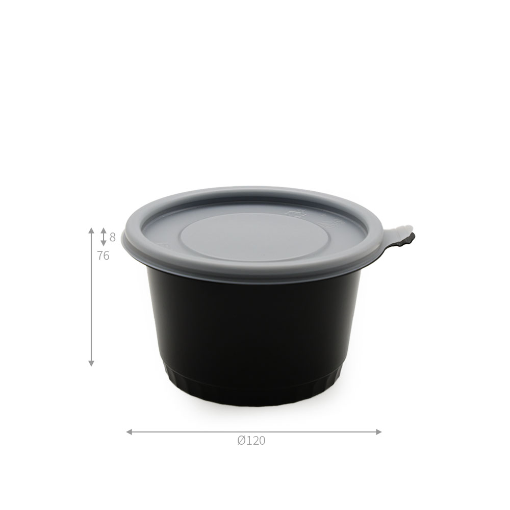 120파이 JB203 검정 뚜껑용기세트 실측 측정 사진