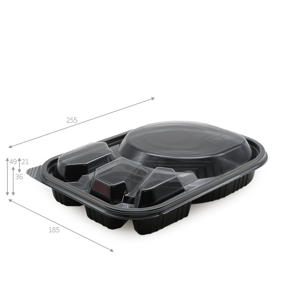 A-36 4칸 도시락 세트 검정 실측 측정 사진
